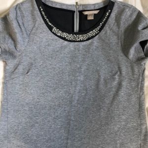 Rhinestone Banana Republic gray top with rhinestones on neck !